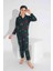Yeni Sezon Sonbahar/Kış Kız Çocuk Geyik Desenli Süet Pijama Takımı 2724-11 Zümrüt Yeşili 2