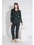 Yeni Sezon Sonbahar/Kış Kız Çocuk Geyik Desenli Süet Pijama Takımı 2724-11 Zümrüt Yeşili 5