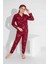 Yeni Sezon Sonbahar/Kış Kız Çocuk Ayıcık Desenli Süet Pijama Takımı 2724-9 Bordo 2