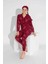 Yeni Sezon Sonbahar/Kış Kız Çocuk Ayıcık Desenli Süet Pijama Takımı 2724-9 Bordo 3