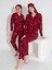 Yeni Sezon Sonbahar/Kış Kız Çocuk Ayıcık Desenli Süet Pijama Takımı 2724-9 Bordo 4