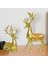 2x Çift Geyik Heykeli Figür Kristal Top Oturma Odası Dekoru Altın (Yurt Dışından) 4
