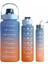Mavi Motivasyonel 3lü Set Su Matarası Su Şişesi Suluk 2LT+900ML+600ML Tritan Spor Salonu Su Şişesi 3