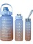 Mavi Motivasyonel 3lü Set Su Matarası Su Şişesi Suluk 2LT+900ML+600ML Tritan Spor Salonu Su Şişesi 4