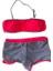 Kız Çocuk Neon Pembe Siyah Çizgili Şortlu 4-12 Yaş Straplez Bikini Takım HZL24S-LC9034 1