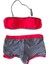 Kız Çocuk Neon Pembe Siyah Çizgili Şortlu 4-12 Yaş Straplez Bikini Takım HZL24S-LC9034 3