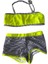 Kız Çocuk Neon Sarı Siyah Çizgili Şortlu 4-12 Yaş Straplez Bikini Takım HZL24S-LC9034 3