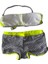 Kız Çocuk Neon Sarı Siyah Çizgili Şortlu 4-12 Yaş Straplez Bikini Takım HZL24S-LC9034 4