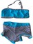 Kız Çocuk Mavi Siyah Çizgili Şortlu 4-12 Yaş Straplez Bikini Takım HZL24S-LC9034 1