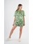 Kadın Yeşil Desenli Şort Gömlek Alt Üst Takım HZL24S-YY226 3