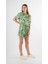 Kadın Yeşil Desenli Şort Gömlek Alt Üst Takım HZL24S-YY226 4