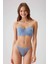 4736 Desteksiz Straplez Sütyen Külot Takım-Mavi 1