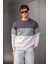 Trc 3244 Üç Iplik Pamuklu Parçalı Bisiklet Yaka Erkek Sweatshirt 4