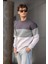Trc 3244 Üç Iplik Pamuklu Parçalı Bisiklet Yaka Erkek Sweatshirt 5
