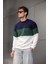 Trc 3244 Üç Iplik Pamuklu Parçalı Bisiklet Yaka Erkek Sweatshirt 3
