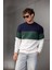 Trc 3244 Üç Iplik Pamuklu Parçalı Bisiklet Yaka Erkek Sweatshirt 4