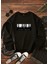 Pamuklu Özel Tasarım Baskılı Siyah Oversize Sweatshirt 1