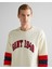 Erkek Krem Relaxed Fit Bisiklet Yaka Renk Bloklu Sweatshirt 2036040.130 4