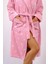 %100 Pamuk Şalyaka Pembe Kalpli Kadın Bornoz 4