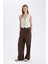 Klasik Kumaş Pantolon Wide Leg Geniş Bol Paça Fleto Cepli Yüksek Bel Standart Boy Basic Düz D8150AX24AU 1