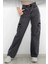 Kız Çocuk %100 Pamuk Yüksek Bel Wide Leg Kargo Cepli Füme Gri Kot PANTOLON-PNT-2029-K 5