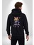 Japon Samuray Kılınç Kadın Erkek Siyah Renk Kapüşonlu Kanguru Cepli Fermuarlı Pamuklu Oversize Dijital Baskılı Hırka Sweatshirt 2