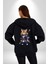 Japon Samuray Kılınç Kadın Erkek Siyah Renk Kapüşonlu Kanguru Cepli Fermuarlı Pamuklu Oversize Dijital Baskılı Hırka Sweatshirt 3