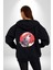 Uluyan Beyaz Kurt Kadın Erkek Siyah Renk Kapüşonlu Kanguru Cepli Fermuarlı Pamuklu Oversize Dijital Baskılı Hırka Sweatshirt 3