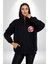 Uluyan Beyaz Kurt Kadın Erkek Siyah Renk Kapüşonlu Kanguru Cepli Fermuarlı Pamuklu Oversize Dijital Baskılı Hırka Sweatshirt 5