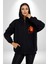 Renkli Sarı Kırmızı Kedi Kadın Erkek Siyah Renk Kapüşonlu Kanguru Cepli Fermuarlı Pamuklu Oversize Dijital Baskılı Hırka Sweatshirt 1