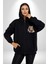 Müzik Dinleyen Kaplan Insan Mont Kadın Erkek Siyah Renk Kapüşonlu Kanguru Cepli Fermuarlı Pamuklu Oversize Dijital Baskılı Hırka Sweatshirt 5