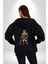 Oturan Kuş Efsanesi Kadın Erkek Siyah Renk Kapüşonlu Kanguru Cepli Fermuarlı Pamuklu Oversize Dijital Baskılı Hırka Sweatshirt 3