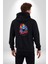 Renkli Kurt Kadın Erkek Siyah Renk Kapüşonlu Kanguru Cepli Fermuarlı Pamuklu Oversize Dijital Baskılı Hırka Sweatshirt 2