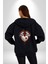 Robot Kalp Atardamar Kadın Erkek Siyah Renk Kapüşonlu Kanguru Cepli Fermuarlı Pamuklu Oversize Dijital Baskılı Hırka Sweatshirt 3