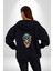 Bandaba Renkli Kurukafa Kadın Erkek Siyah Renk Kapüşonlu Kanguru Cepli Fermuarlı Pamuklu Oversize Dijital Baskılı Hırka Sweatshirt 3