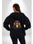 Maymun Altın Kulaklık Müzik Kadın Erkek Siyah Renk Kapüşonlu Kanguru Cepli Fermuarlı Pamuklu Oversize Dijital Baskılı Hırka Sweatshirt 3