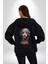 Khansa Eşarp Kadın Tasarımı Kadın Erkek Siyah Renk Kapüşonlu Kanguru Cepli Fermuarlı Pamuklu Oversize Dijital Baskılı Hırka Sweatshirt 3
