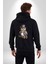Şapkalı Amerikalı Baykuş Burjuva Baykuş Kadın Erkek Siyah Renk Kapüşonlu Kanguru Cepli Fermuarlı Pamuklu Oversize Dijital Baskılı Hırka Sweatshirt 2