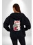 Beyaz Highland Teriyeri Kırmızı Gül Kadın Erkek Siyah Renk Kapüşonlu Kanguru Cepli Fermuarlı Pamuklu Oversize Dijital Baskılı Hırka Sweatshirt 3