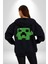 Minecraft Creeper Kadın Erkek Siyah Kapüşonlu Fermuarlı Baskılı Hırka Sweatshirt 4