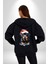 Yeni Yıl Noel Rottweiler Kadın Erkek Siyah Renk Kapüşonlu Kanguru Cepli Fermuarlı Pamuklu Oversize Dijital Baskılı Hırka Sweatshirt 3