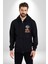 Renkli Mantar Süsler Kadın Erkek Siyah Renk Kapüşonlu Kanguru Cepli Fermuarlı Pamuklu Oversize Dijital Baskılı Hırka Sweatshirt 1