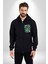 Savaşma Teddy Bear Kadın Erkek Siyah Kapüşonlu Fermuarlı Baskılı Hırka Sweatshirt 1