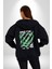 Savaşma Teddy Bear Kadın Erkek Siyah Kapüşonlu Fermuarlı Baskılı Hırka Sweatshirt 4