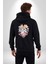 Porselen Çiçek Kalp Kadın Erkek Siyah Renk Kapüşonlu Kanguru Cepli Fermuarlı Pamuklu Oversize Dijital Baskılı Hırka Sweatshirt 2
