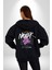 Asla Asla Deme Kadın Erkek Siyah Kapüşonlu Fermuarlı Baskılı Hırka Sweatshirt 4