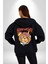Beyin Yıkama Kadın Erkek Siyah Kapüşonlu Fermuarlı Baskılı Hırka Sweatshirt 2
