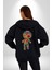 Voofoo Bebeği Doll Doldurulmuş Bebek Kadın Erkek Siyah Renk Kapüşonlu Kanguru Cepli Fermuarlı Pamuklu Oversize Dijital Baskılı Hırka Sweatshirt 3