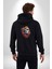 Maske Dövmeli Çiçekli Kız Kadın Erkek Siyah Renk Kapüşonlu Kanguru Cepli Fermuarlı Pamuklu Oversize Dijital Baskılı Hırka Sweatshirt 2