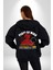 Iç Huzur Kadın Erkek Siyah Kapüşonlu Fermuarlı Baskılı Hırka Sweatshirt 2
